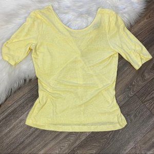 1.State Yellow Twist Back Short Sleeve Top